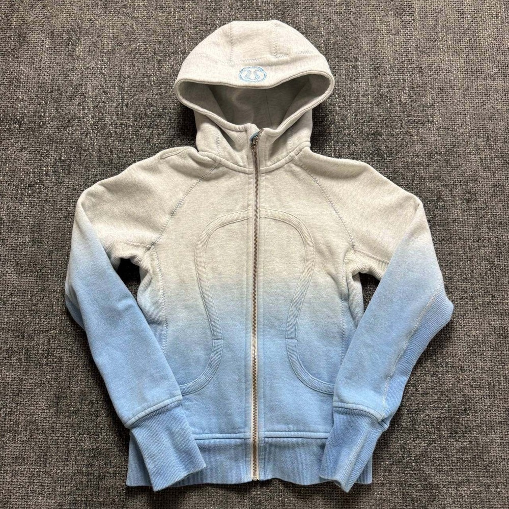 Lululemon‎ special Edition Scuba Hoodie Womens 6 Grey Blue Ombre Dip Dye Fleece